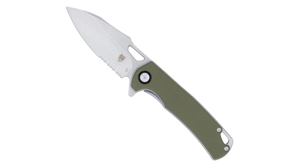 CobraTec Knives Wolverine Liner Lock Serrated Folding Knife, 3.125 in, D2 Steel, Drop Point Blade, G-10, OD Green Handle, CTWOLVERINEODGDS