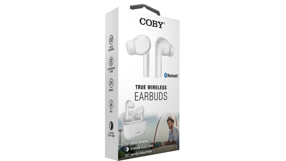 Coby 516 True Wireless Earbuds, White, COBY-CETW516WHT