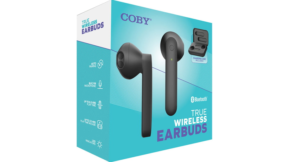 Coby 530 True Wireless Earbuds, Black, COBY-CETW530BK