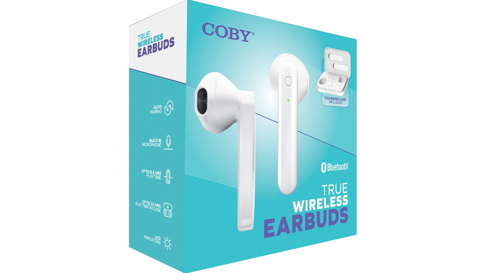 Coby 530 True Wireless Earbuds, White, COBY-CETW530WH