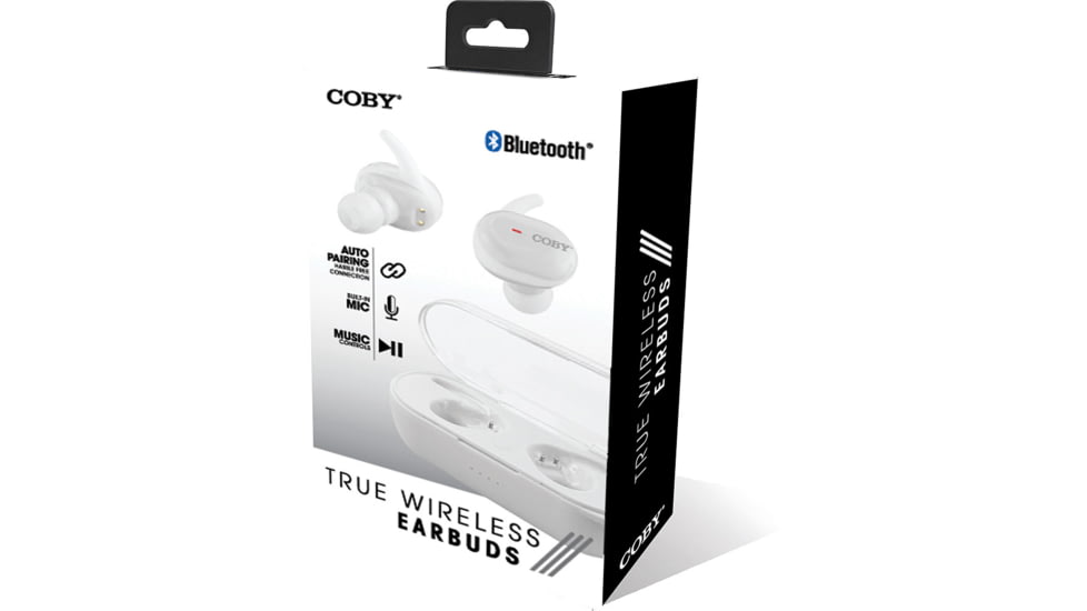 Coby 554 True Wireless Earbuds, White, COBY-CETW554WHI