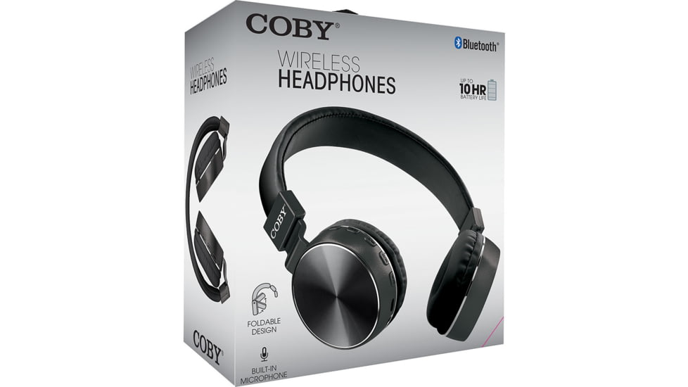 Coby True Wireless Folding Stereo Headphones, Black, COBY-CHBT810BLK