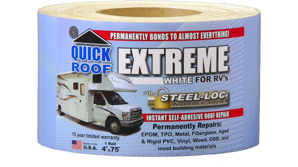 Cofair Products Quick Roof Extreme With Steel-Loc Adhesive - 4in x 75ft, White, UBE475