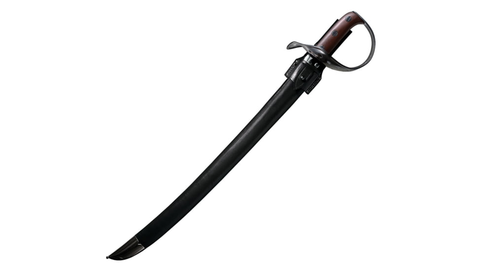 Cold Steel 1917 Hybrid Cutlass Sabre Sword, Left Handed, 30.38in Overall, 25in Blued Finish 1055HC Steel Blade, Brown Wood Handle, CHLT00005