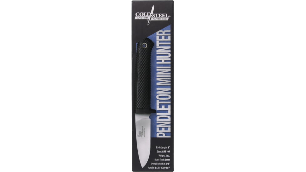 Cold Steel 3V Pendleton Mini Hunter Knife, 3in Blade Length, 3mm Thickness, Black, CS-36LPCM