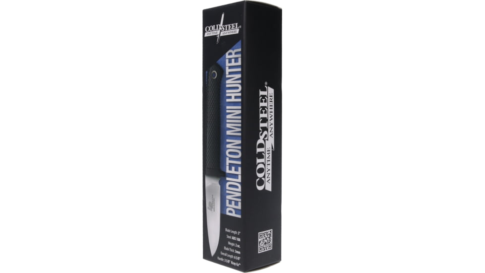 Cold Steel 3V Pendleton Mini Hunter Knife, 3in Blade Length, 3mm Thickness, Black, CS-36LPCM
