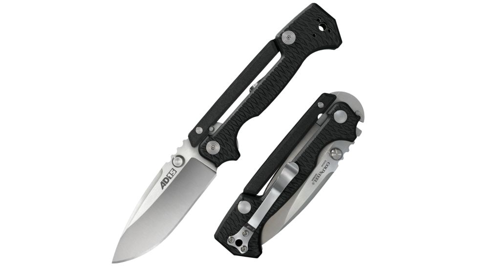 Cold Steel AD-15 Folding Knife, 3.5in, S35VN, Drop Point Blade, Black, Long G10 Handle, CS-58SQB