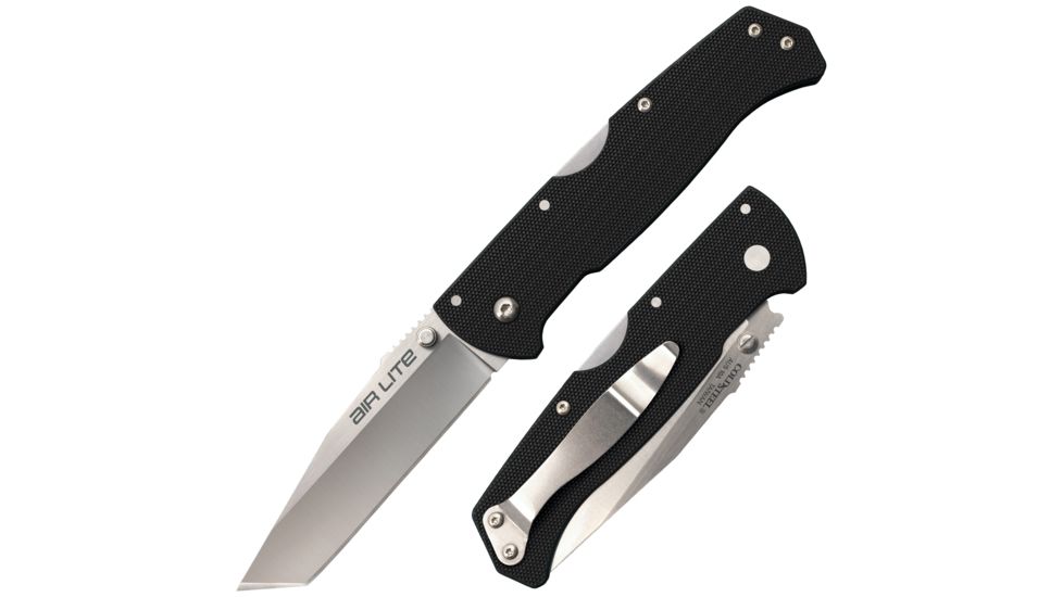 Cold Steel Air Lite Tanto Point Folding Knife, 3.5in, AUS-10A, Tanto Blade, Black G-10 Handle, CS-26WT