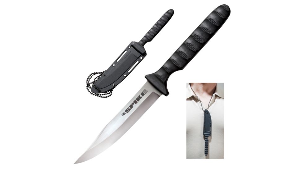 Cold Steel Bowie Spike, Black Faux G-10 Handle, Plain Edge w/ Sheath, CS-53NBS