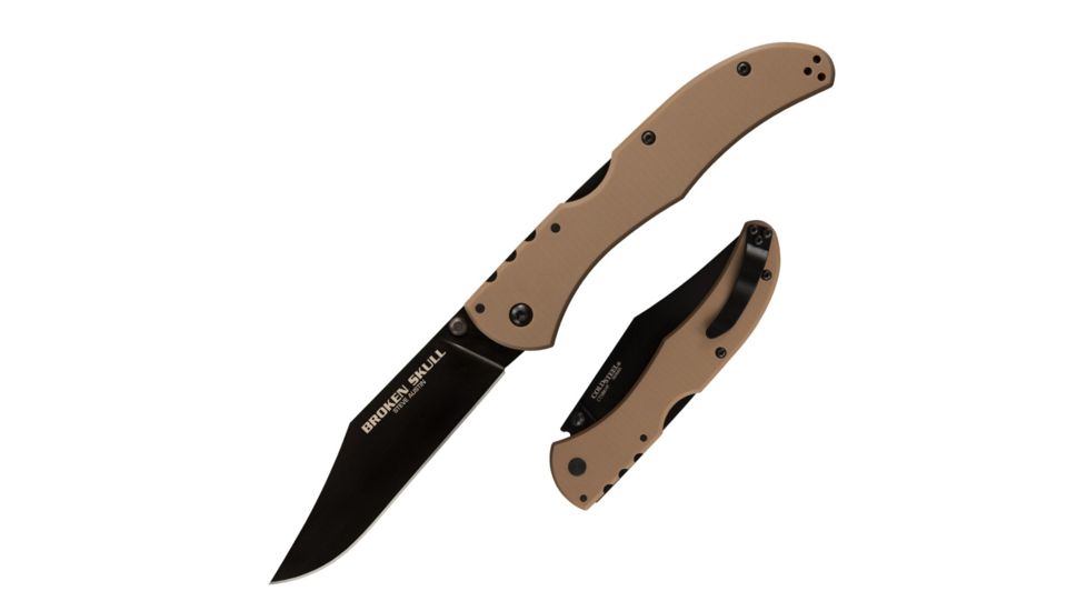 Cold Steel Broken Skull II, 4in Blade Length, Carpenter S35VN Steel Alloy w/ DLC Coating Steel Knife, Coyote Tan, CS-54S2A