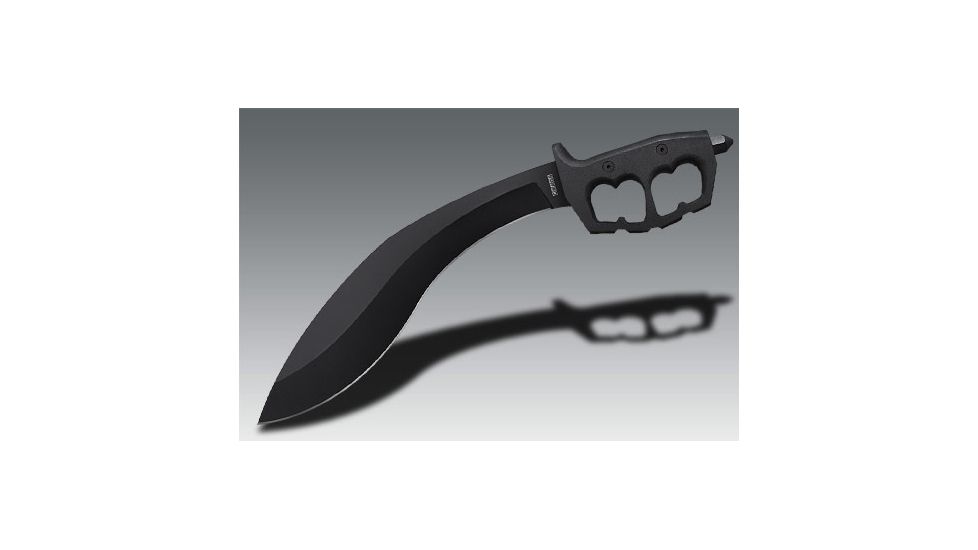 Cold Steel Chaos Kukri Fixed Blade Knife, 12.5in Plain Black SK-5 High Carbon, Black Aluminum Handle, CS-80NTK