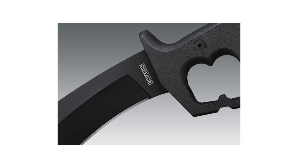 Cold Steel Chaos Kukri Fixed Blade Knife, 12.5in Plain Black SK-5 High Carbon, Black Aluminum Handle, CS-80NTK