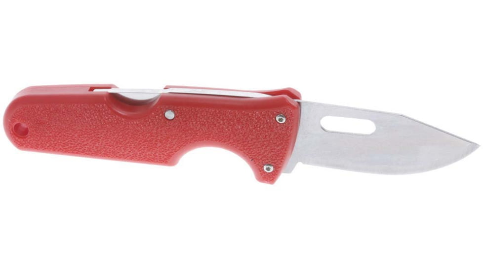 Cold Steel Click-N-Cut Slock Master Skinner Fixed Blade Knife, 2.5in, 420J2 SS, Part Serrated Caping/Clip/Utility Satin Blade, Orange ABS Handle, Blister Pack Packaging, CS-40ATZ