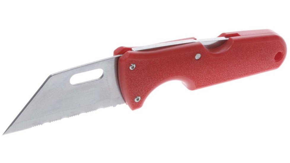 Cold Steel Click-N-Cut Slock Master Skinner Fixed Blade Knife, 2.5in, 420J2 SS, Part Serrated Caping/Clip/Utility Satin Blade, Orange ABS Handle, Blister Pack Packaging, CS-40ATZ