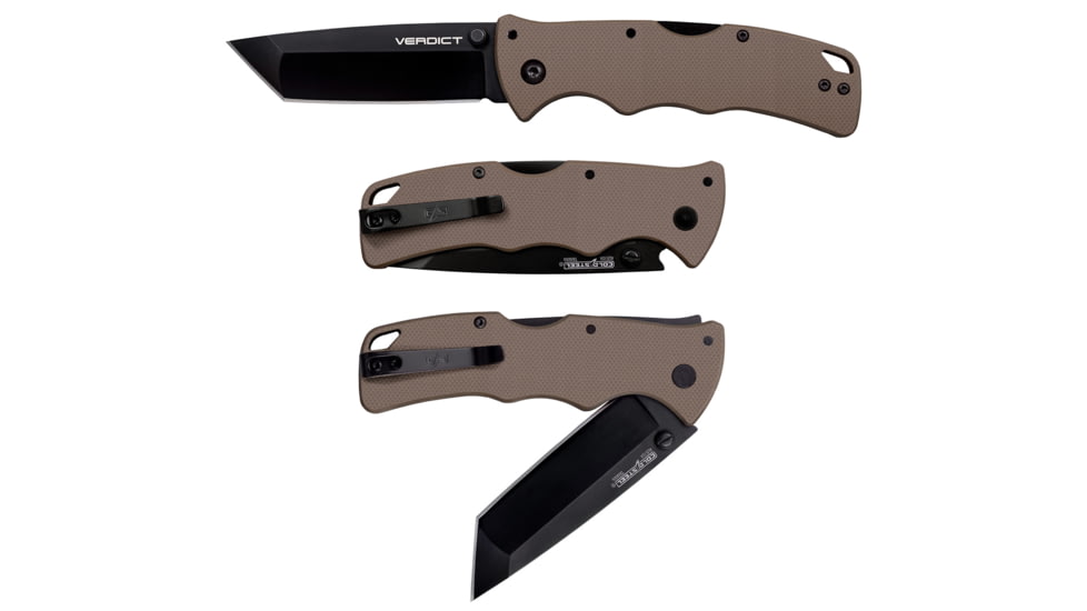 Cold Steel Verdict 3 Folding Tanto Plain Black Matte AUS-10A SS, CSFLC3T10AFDE
