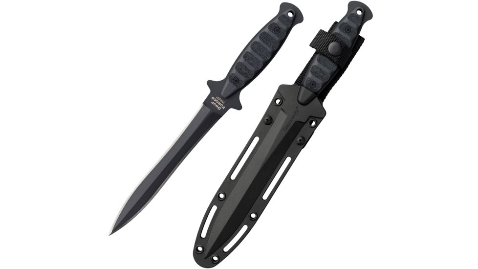 Cold Steel Drop Forged Wasp Fixed Blade Knife, 6.75in, 52100 High Carbon Blade, Black, Long Handle, CS-36MCD