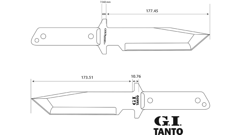 Cold Steel G I Tanto now with Secure-Ex sheath, Plain Edge Knife, CS-80PGTK