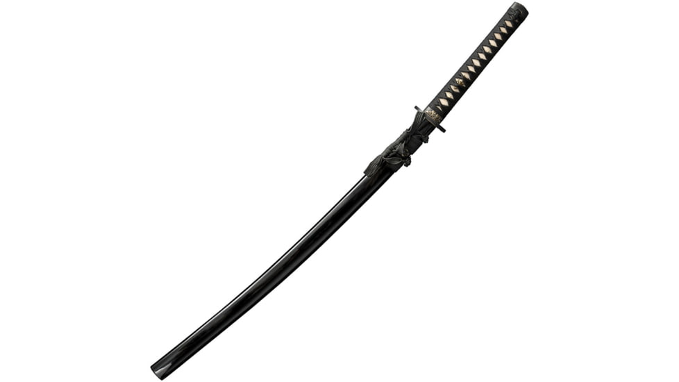 Cold Steel Gold Lion Katana Sword, 41.25in Overall, 30in Damascus Steel High Polish Blade, Black Rayskin Handle, CHLT00009