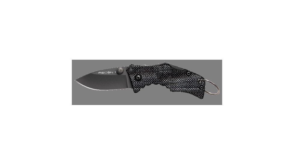 Cold Steel Micro Recon 1 Folding Knife, Japanese AUS 8A Stainless Steel w/Black Tuff-Ex Coating 2in Spear Point Blade, Griv-Ex Style G-10 Handle, CS-27TDS