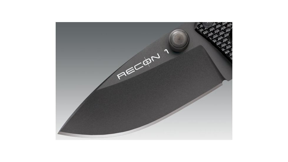 Cold Steel Micro Recon 1 Folding Knife, Japanese AUS 8A Stainless Steel w/Black Tuff-Ex Coating 2in Spear Point Blade, Griv-Ex Style G-10 Handle, CS-27TDS