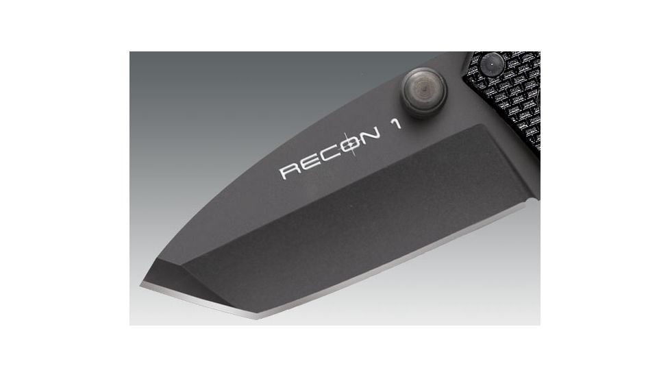 Cold Steel Micro Recon 1 Folding Knife, Japanese AUS 8A Stainless Steel w/Black Tuff-Ex Coating 2in Tanto Blade, Griv-Ex Style G-10 Handle, CS-27TDT