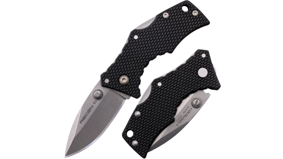 Cold Steel Micro Recon 1 Spear Point Folding Knife, 2in, AUS-8A, Spear Point Blade, Black G-10 Handle, CS-27DS
