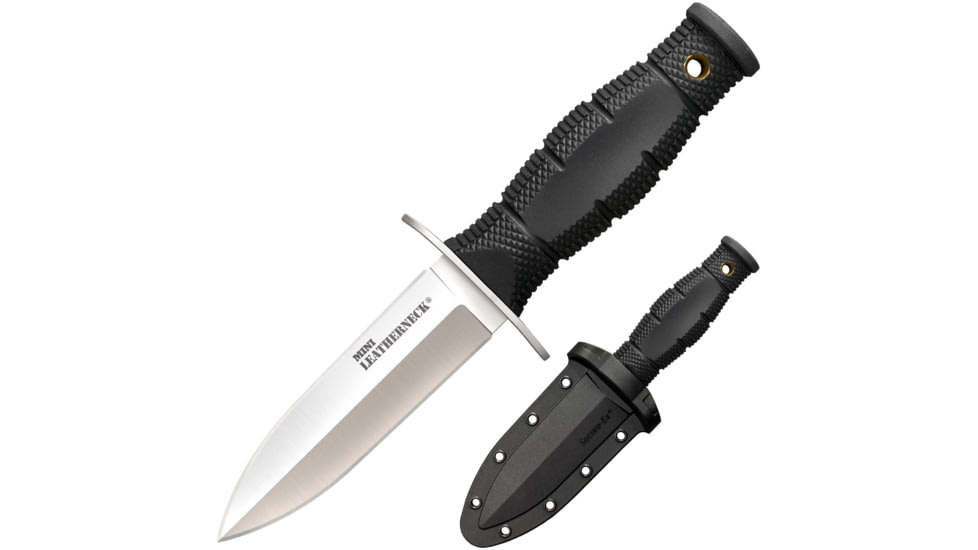 Cold Steel Mini Leatherneck Fixed Blade Knife, 3.5in, 8Cr13MoV Steel, Double Edged Spear Point Plain Blade, 3 1/4in Long Kray-Ex Handle, CS-39LSAC