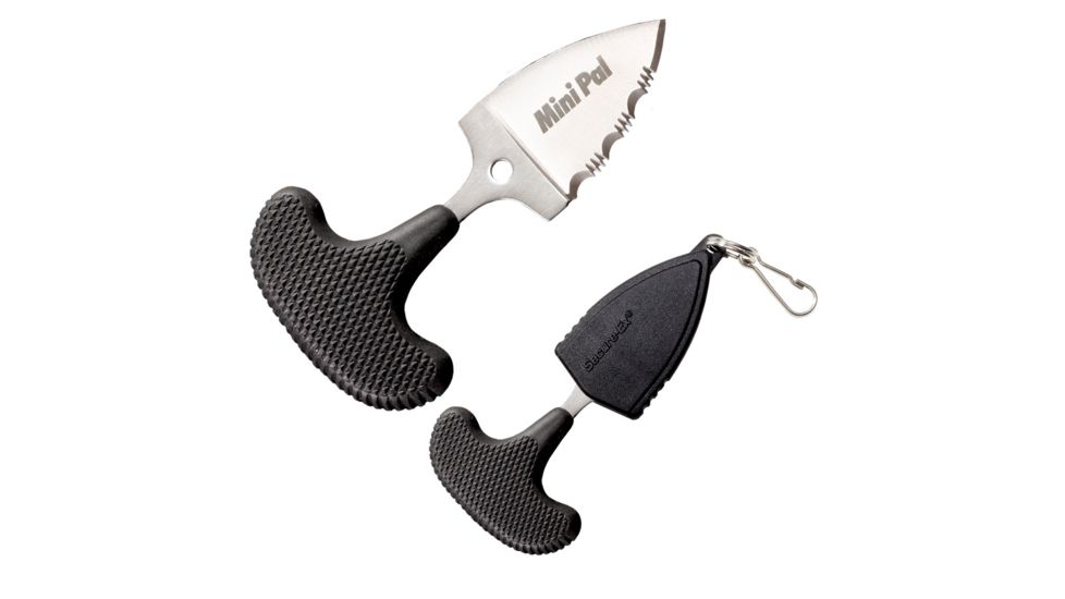 Cold Steel Mini Pal, Kraton Handle, Serrated Edge, Secure-Ex Sheath Knife, CS-43NSK