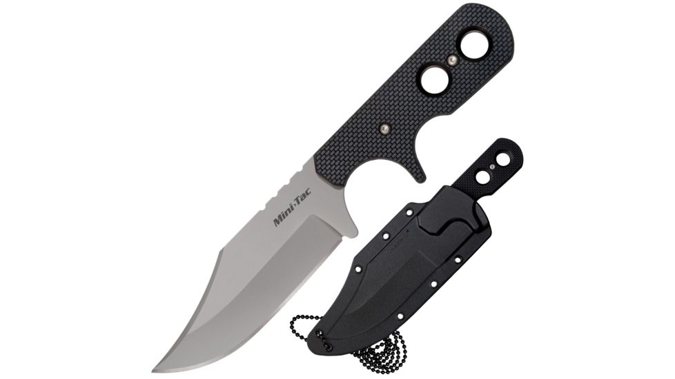 Cold Steel Mini Tac Bowie 6 7/8in Fixed Blade Knife, Black/Silver, CS-49HCF