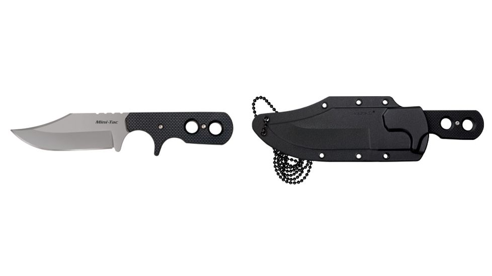 Cold Steel Mini Tac Bowie 6 7/8in Fixed Blade Knife, Black/Silver, CS-49HCF