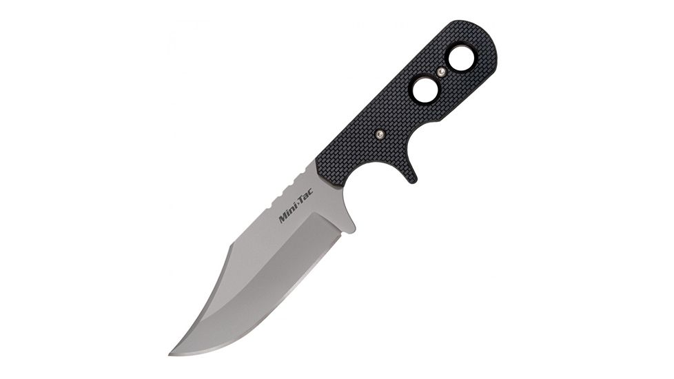 Cold Steel Mini Tac Bowie 6 7/8in Fixed Blade Knife, Black/Silver, CS-49HCF