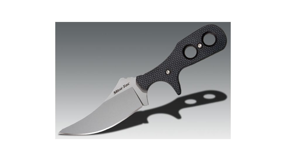 Cold Steel Mini Tac Skinner Fixed Blade Neck Knife, Black Faux G-10 handle, Plain, CS-49HSF