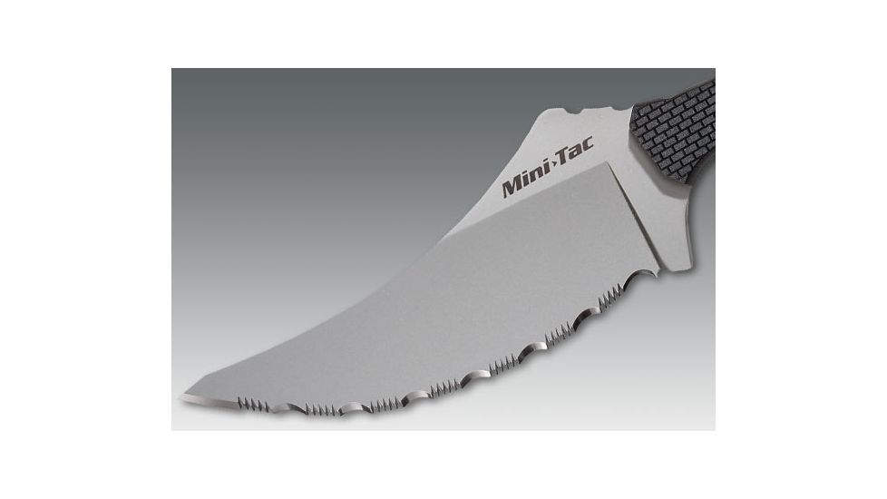 Cold Steel Mini Tac Skinner Fixed Blade Neck Knife, Black Faux G-10 handle, Serrated, CS-49HSFS