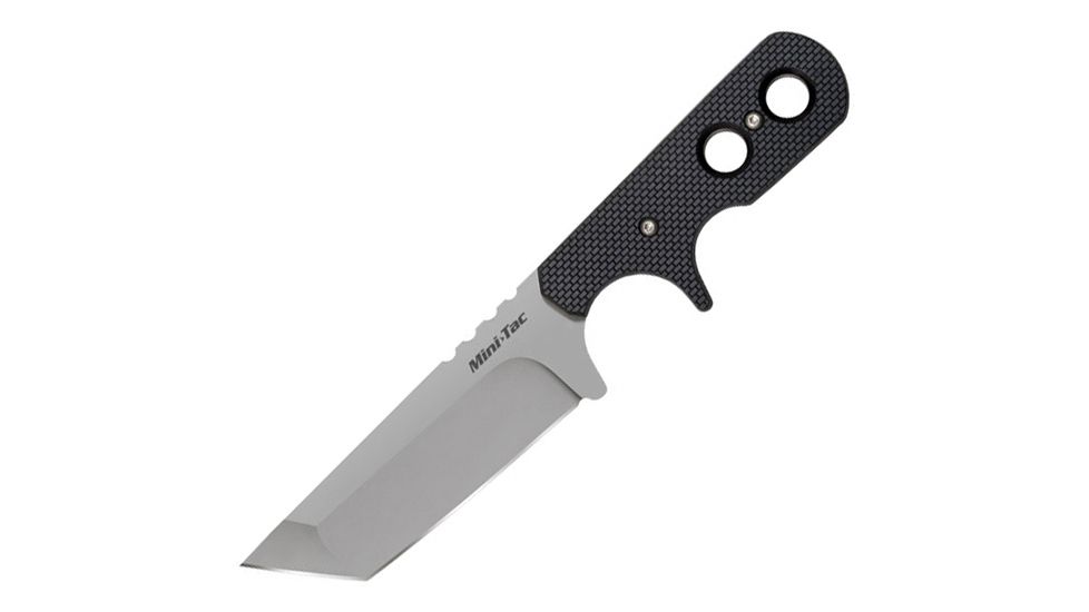 Cold Steel Mini Tac 6.5in Tanto Fixed Blade Neck Knife, Faux G-10 Handle, Plain Edge w/ Sheath, CS-49HTF