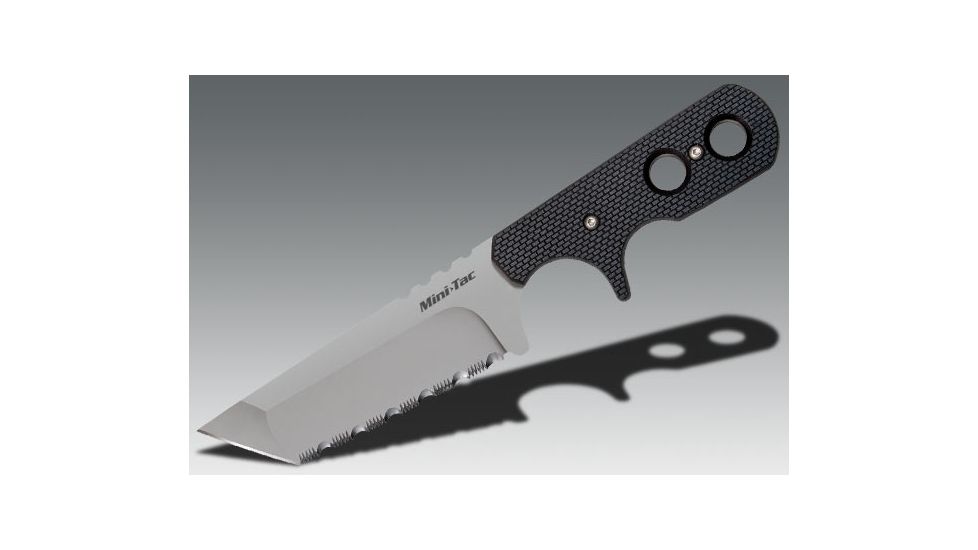 Cold Steel Mini Tac 6.5in Tanto Fixed Blade Neck Knife, Serrated, CS-49HTFS
