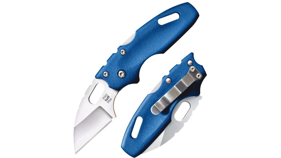Cold Steel Mini Tuff Lite Plain Edge Folding Knife, 2in, 4034SS Blade, Long Blue Griv-Ex Handle, CS-20MTB