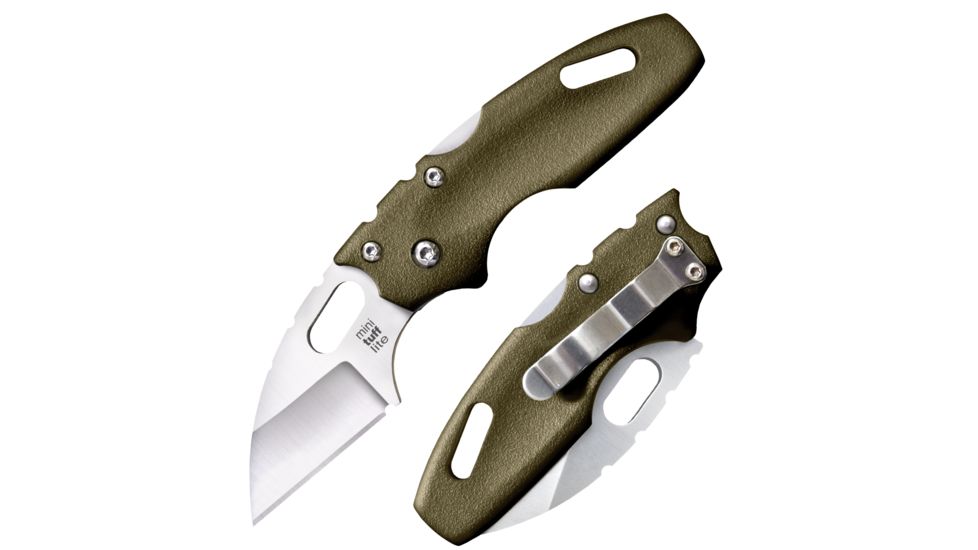 Cold Steel Mini Tuff Lite Plain Edge Folding Knife, 2in, 4034SS Blade, Long Green Griv-Ex Handle, CS-20MTGD