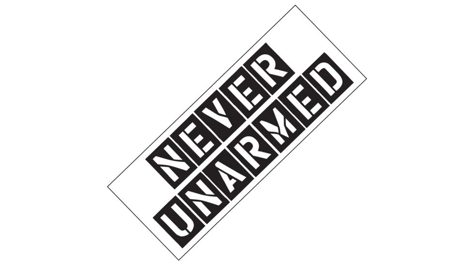 Cold Steel Never UnarmedBumper Sticker, White, 10.5in, CS-PRNUA