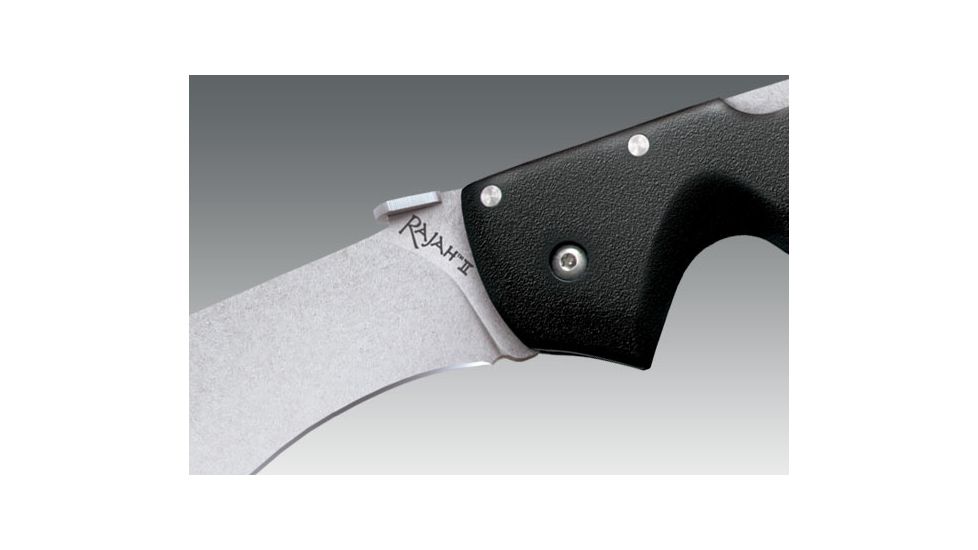 Cold Steel Rajah II Folding Knife, 6in Plain Carpenter AUS 10A w/Stonewash Finish, Black Griv-Ex Handle, CS-62JL