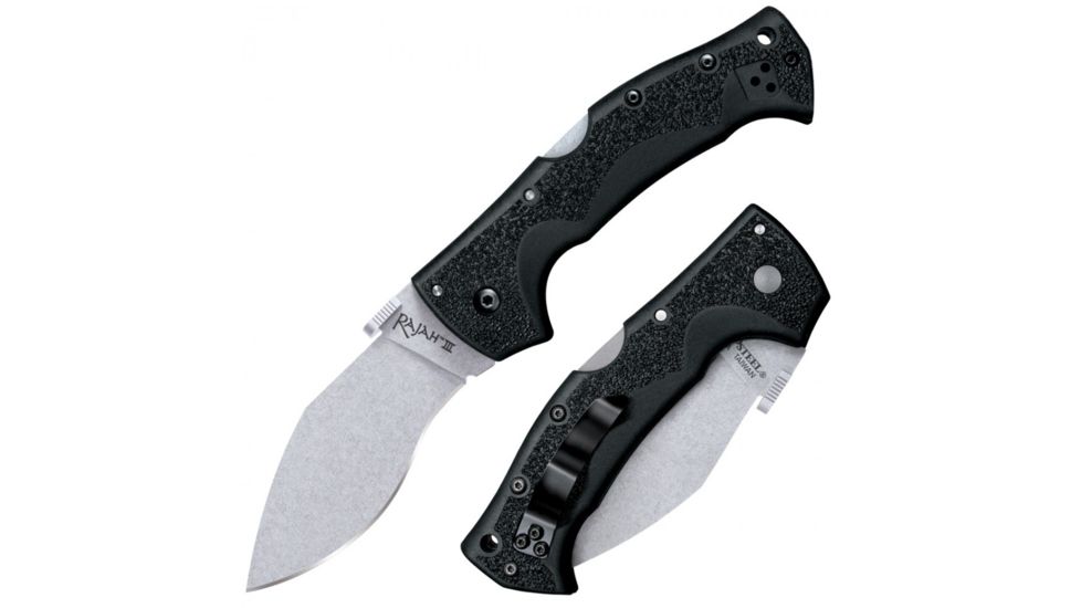 Cold Steel Rajah III Folding Knife, 3.5in, AUS10A Steel Blade, Black Griv-Ex Handle, CS-62JM