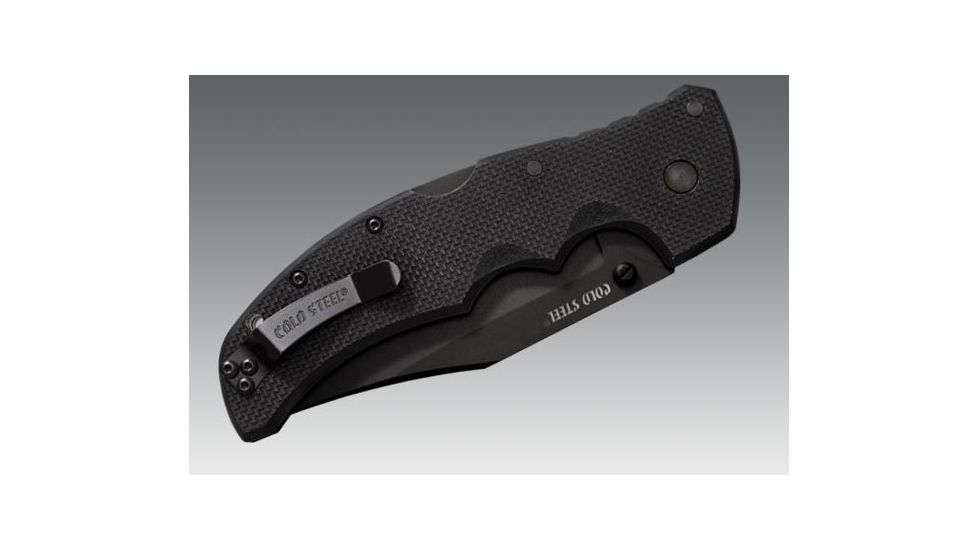 Cold Steel Recon 1 Folding Knife, 4in Clip Point Combo Carpenters CTS-XHP Alloy w/ DLC Coating, Black G10 Handle, CS-27TLCCH