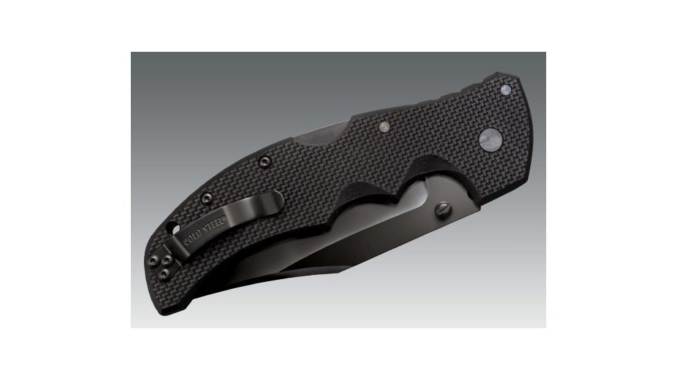 Cold Steel Recon 1 Folding Knife, 4in Clip Point Serrated Carpenters CTS-XHP Alloy w/ DLC Coating, Black G10 Handle, CS-27TLCCS