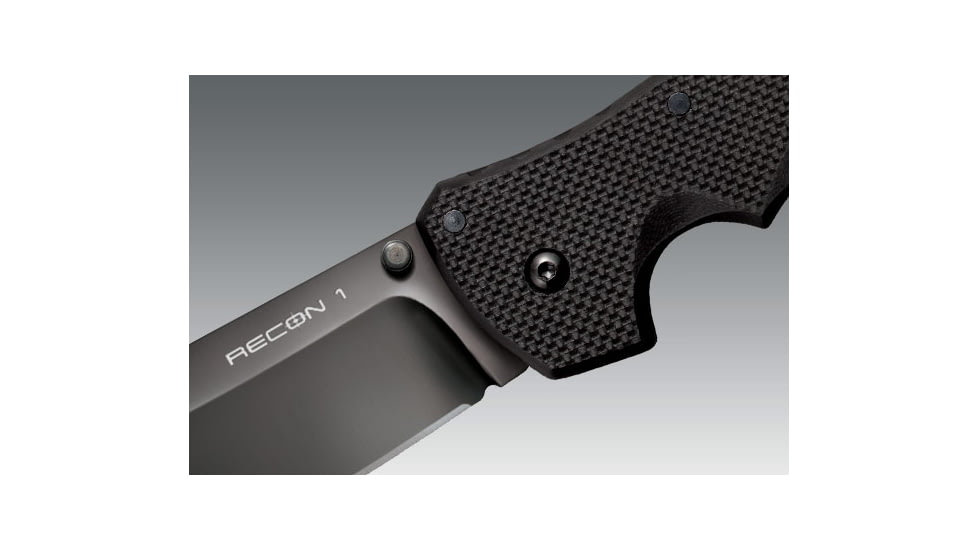 Cold Steel Recon 1 Folding Knife, 4in Clip Point Plain Carpenters CTS-XHP Alloy w/ DLC Coating, Black G10 Handle, CS-27TLCC