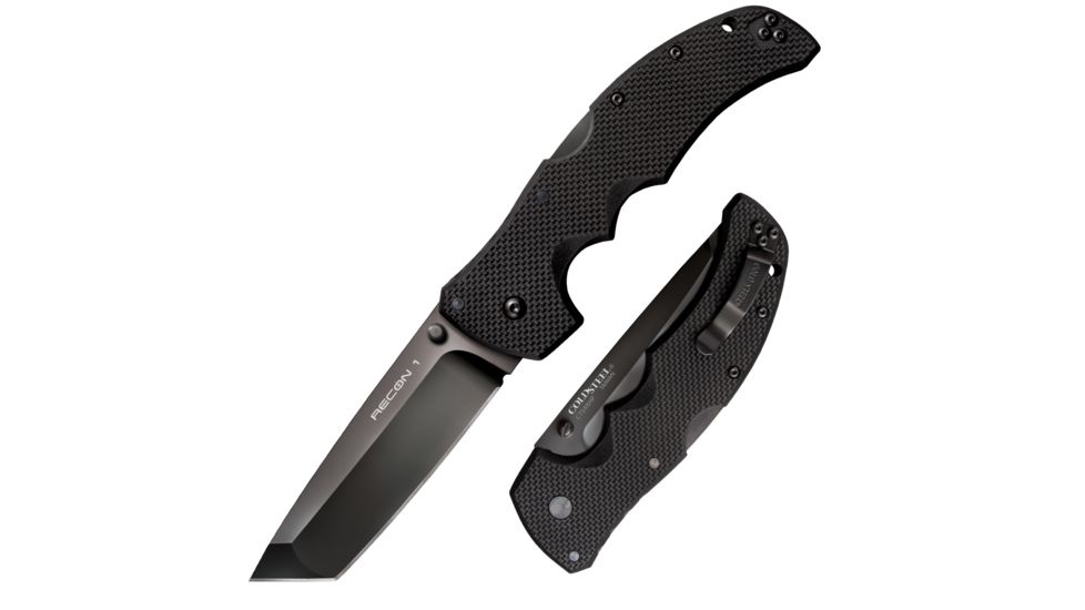 Cold Steel Recon 1 Folding Knife, 4in Tanto Plain Carpenters S35VN Alloy w/ DLC Coating, Black G10 Handle, CS-27TLCT