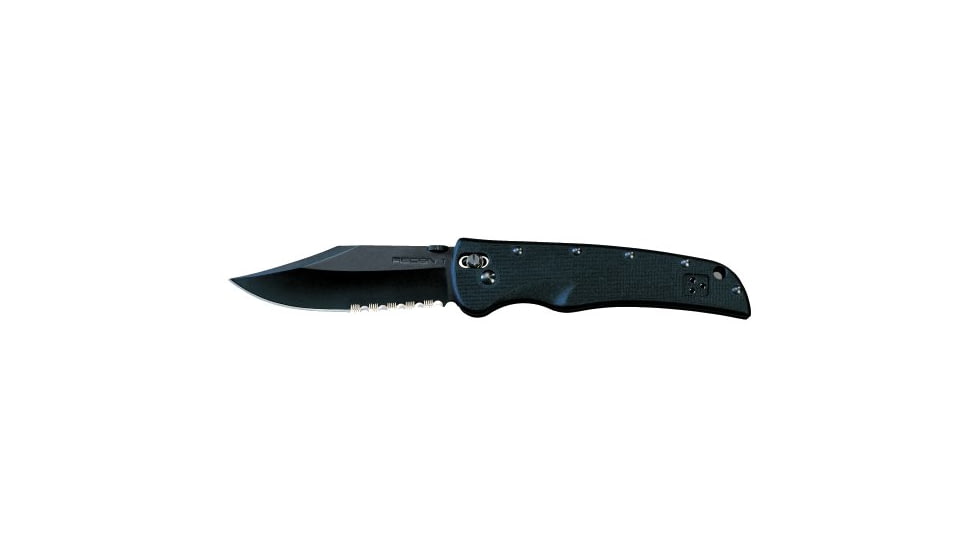 Cold Steel Recon 1 Tactical Combat Folding Knife, Clip Point, Black G-10 Handle, Black Blade, Combo 27TLCH