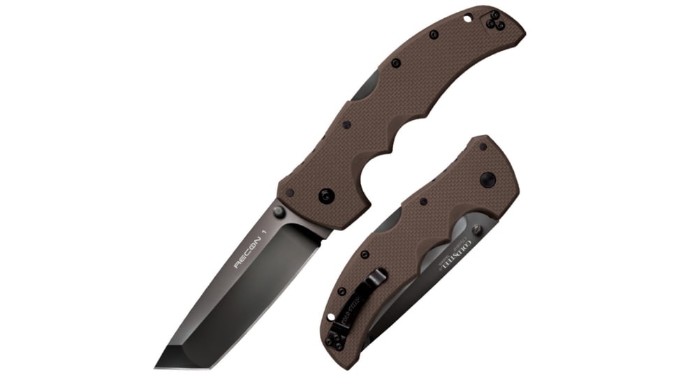 Cold Steel Recon 1 Tanto Plain Knife, Brown/Silver, 9 3/8in, CS-27TLTVF