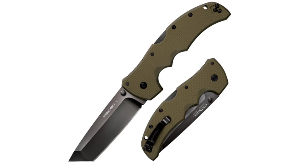 Cold Steel Recon 1 Tanto Plain Knife, Green/Silver, 9 3/8in, CS-27TLTVG