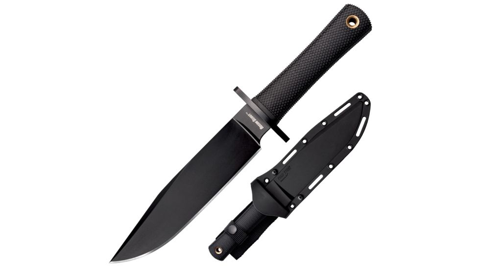 Cold Steel Recon Scout Fixed Blade Knife, Black Kraton Handle, Black Blade, Plain, CS-39LRST