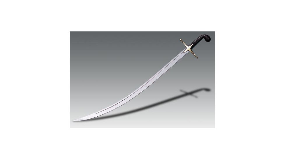 Cold Steel Shamshir, Black Faux Buffalo Horn, Leather Scabbard Sword, CS-88STS