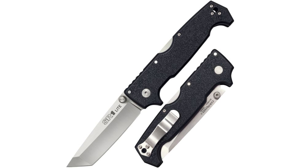 Cold Steel SR1 Lite Tanto Point Folding Knife, 4in, 8Cr13MoV Steel, Tanto Blade, Black, Griv-Ex Handle, CS-62K1A